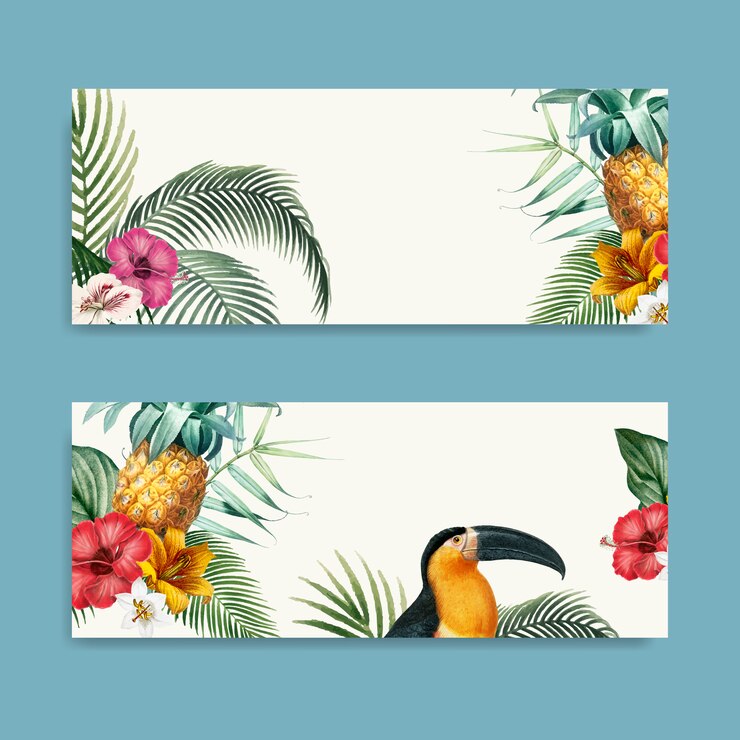 Ücretsiz Vektör macaw foliage mockup collection