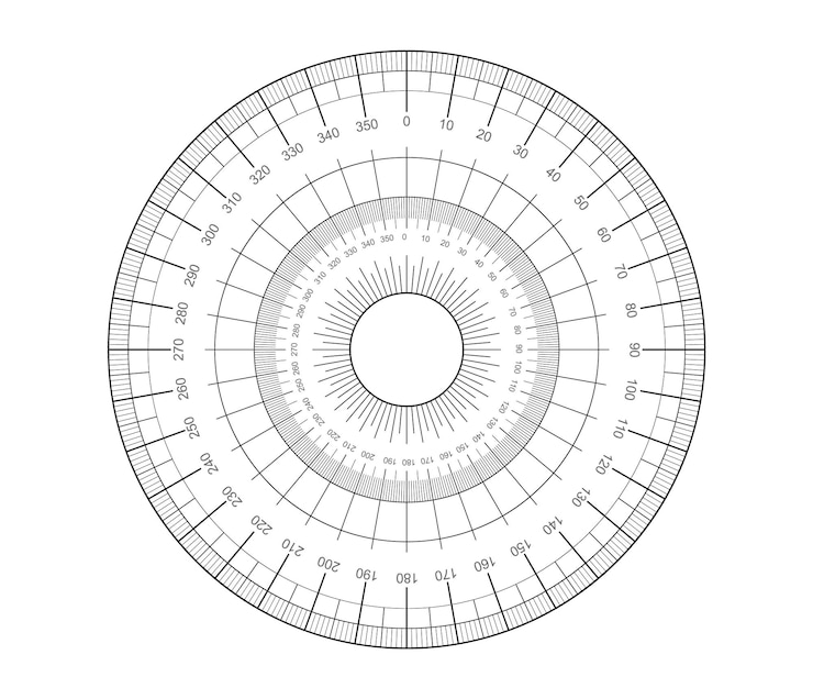 Ücretsiz Vektör measuring circl isolated outline circle degree measurement angle