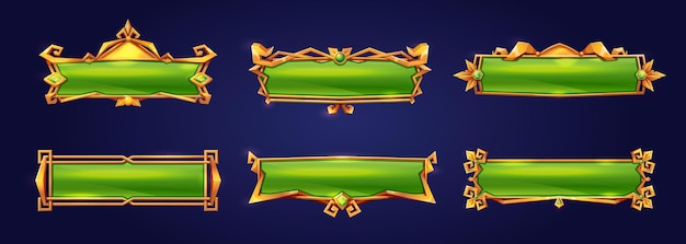 Medieval green buttons ui game menu elements