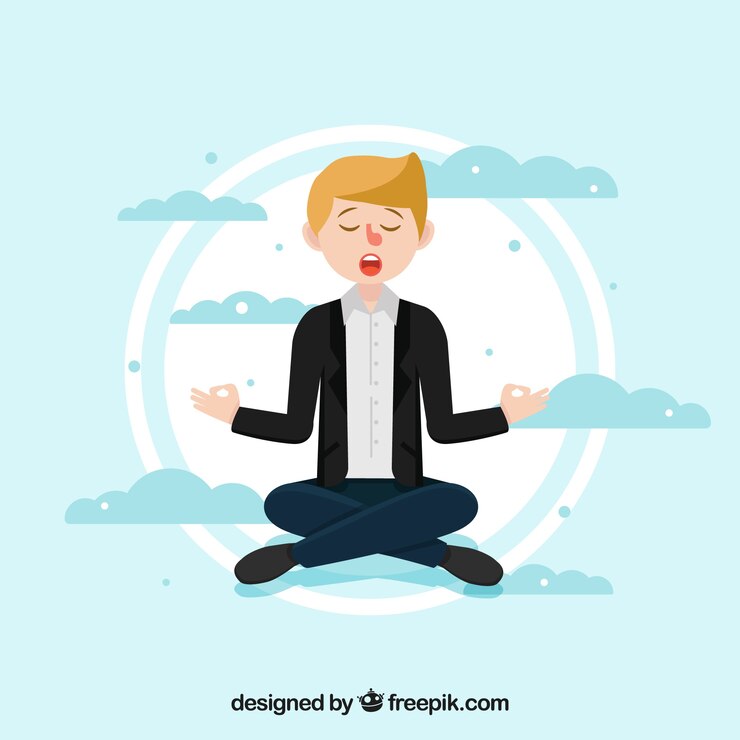 Ücretsiz Vektör meditation concept with flat character