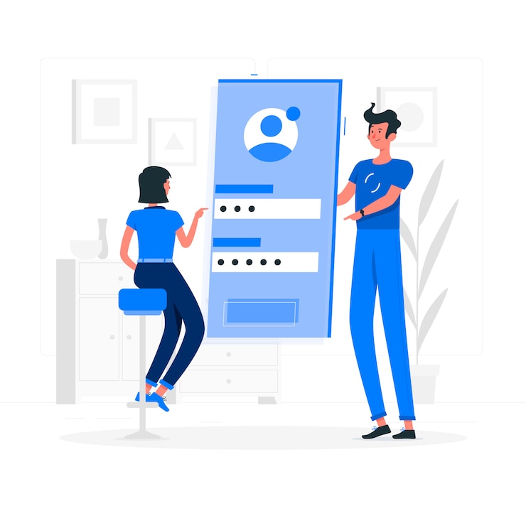 Ücretsiz Vektör mobile login concept illustration