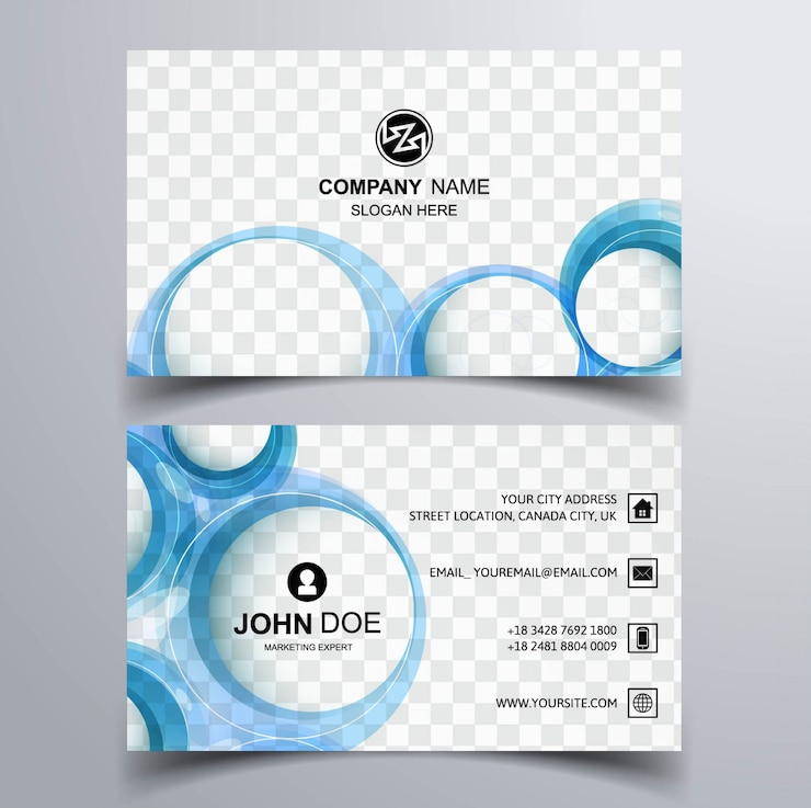 Ücretsiz Vektör modern business card with blue circles