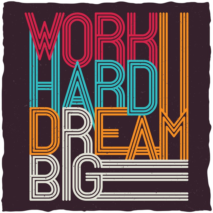 Ücretsiz Vektör motivational lettering: work hard dream big motivational 