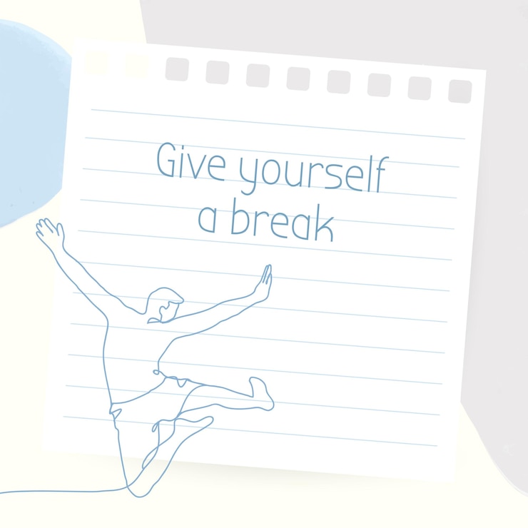 Ücretsiz Vektör motivational quote template, give yourself a break, minimal doodle illustration vector