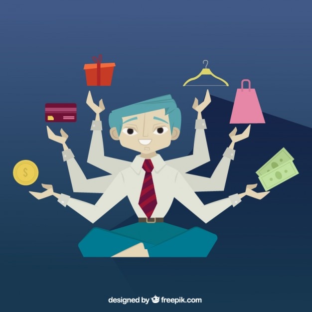 Ücretsiz Vektör multitasking man in flat design