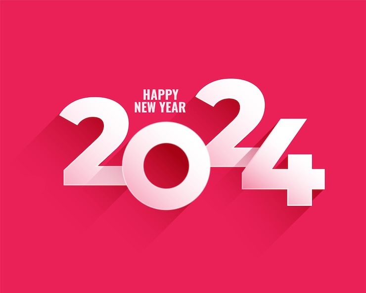 Ücretsiz Vektör mutlu yıllar 2024 davetiye kartı tasarım vektörü