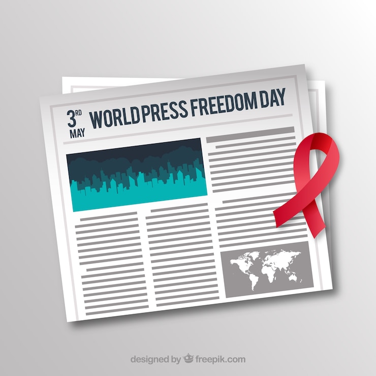Ücretsiz Vektör newspaper background with red ribbon