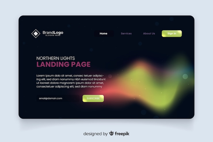 Ücretsiz Vektör nothern lights landing page