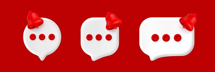 Ücretsiz Vektör notification popups with red bell icons 3d set