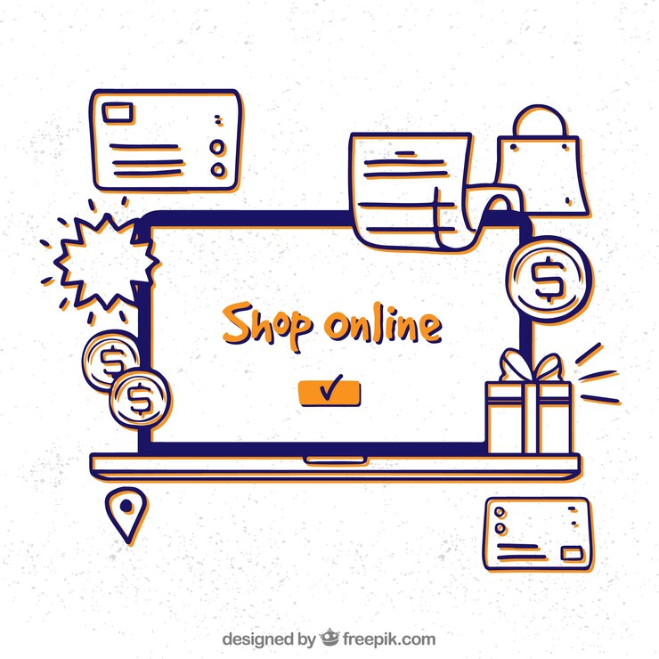 Ücretsiz Vektör online alışveriş, lineer stil