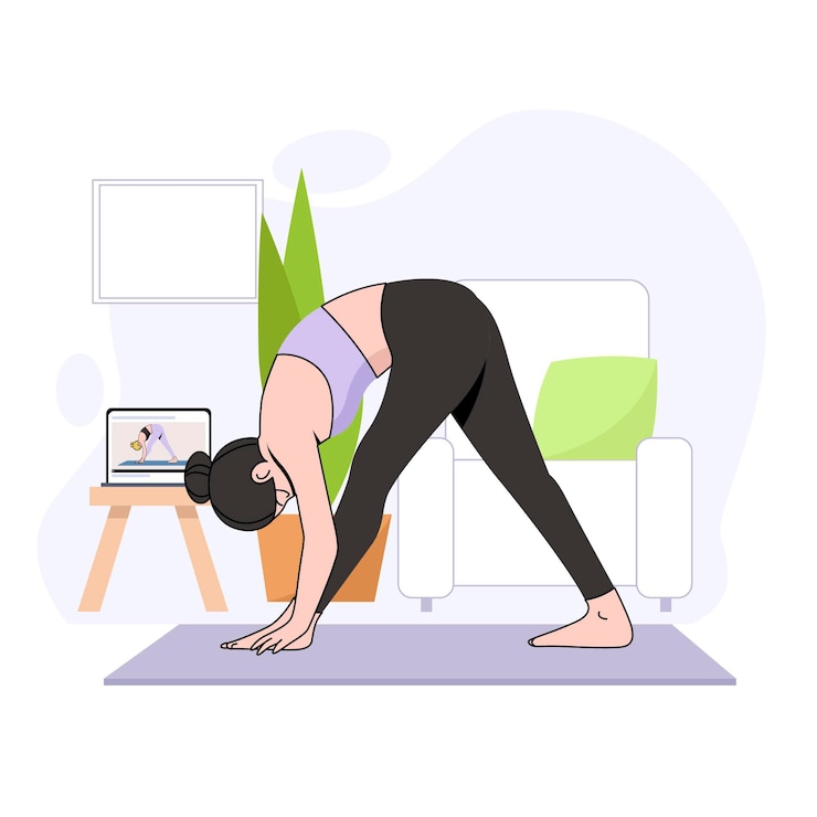 Ücretsiz Vektör online yoga dersi tasarımı
