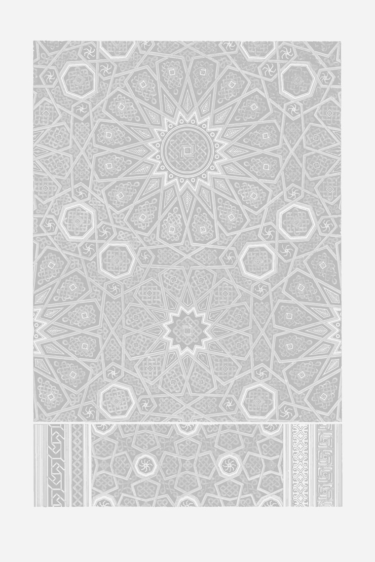 Ücretsiz Vektör orijinal çizimden yeniden düzenlenmiş gri arap deseni vintage illüstrasyon vektörü