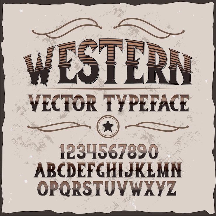 Ücretsiz Vektör orijinal etiket yazı tipi adı: “western”.