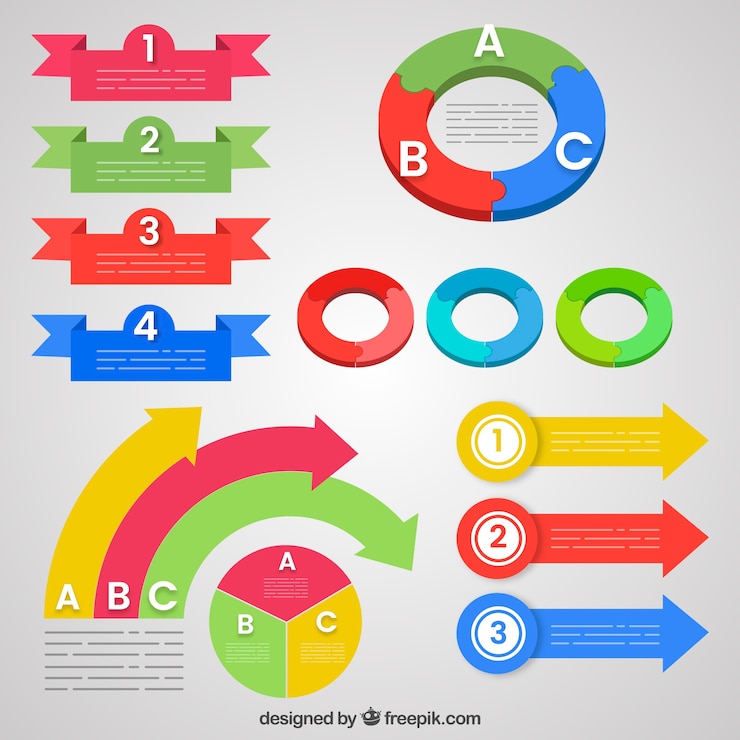Ücretsiz Vektör orijinal infografik öğeleri paketi
