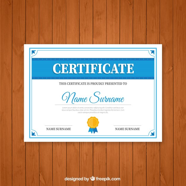 ornamental certificate in blue color