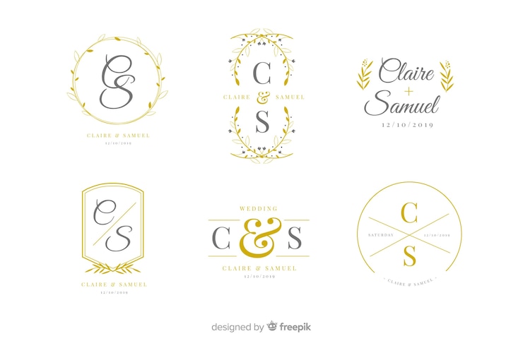 Ücretsiz Vektör pack of wedding monogram logos