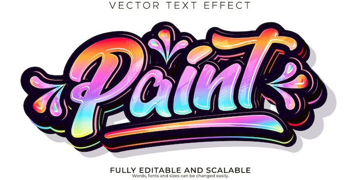 Ücretsiz Vektör paint stylish text effect editable modern lettering typography font style