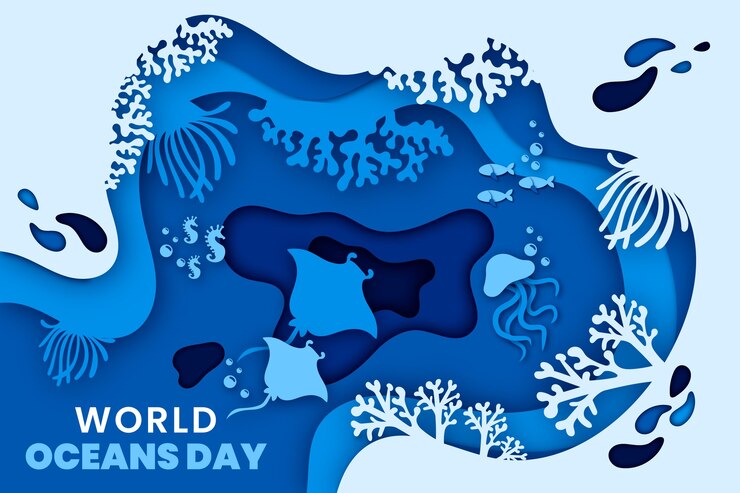 Ücretsiz Vektör paper style world oceans day background