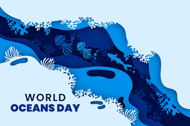 Ücretsiz Vektör paper style world oceans day background