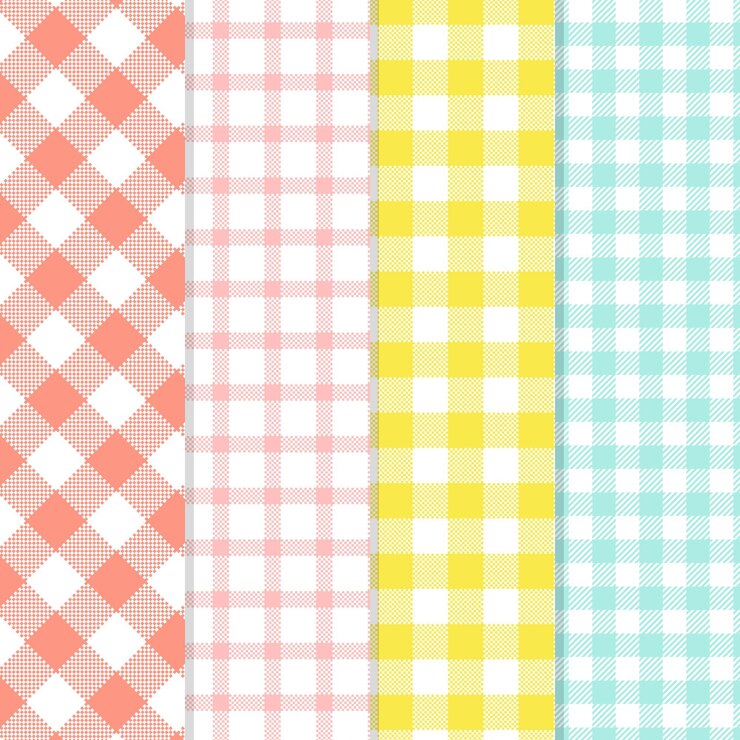 Ücretsiz Vektör pastel renkli gingham pattern koleksiyonu