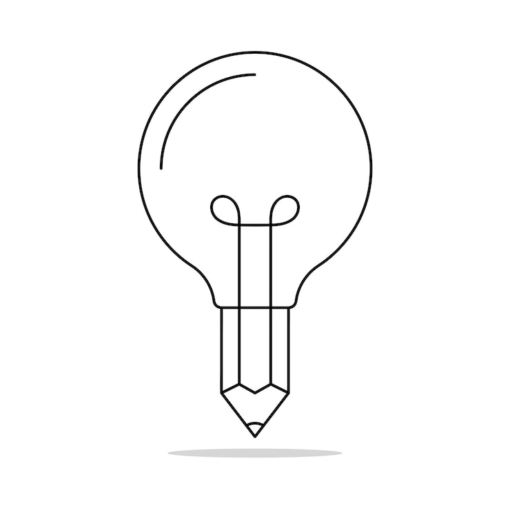 Ücretsiz Vektör pencil light bulb outline style