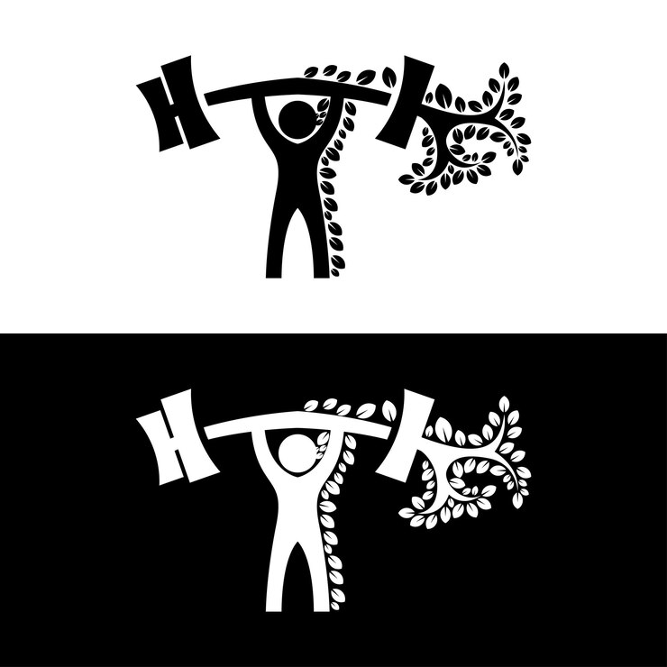 Ücretsiz Vektör people gym natural logo design vector