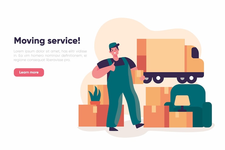 Ücretsiz Vektör people with boxes house moving services landing page