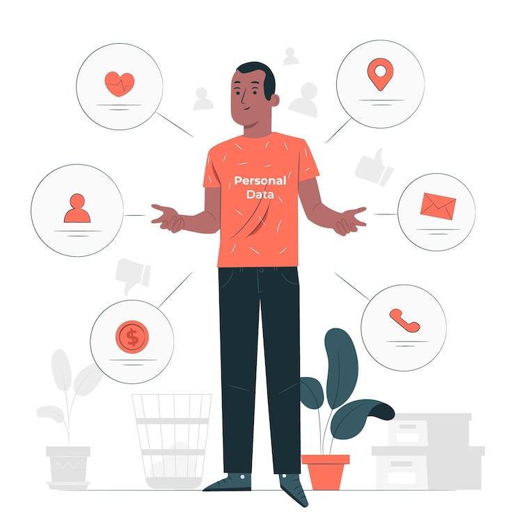 Ücretsiz Vektör personal data concept illustration
