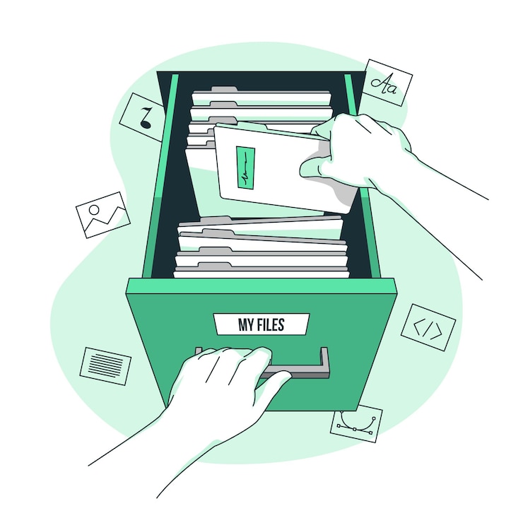 Ücretsiz Vektör personal files concept illustration