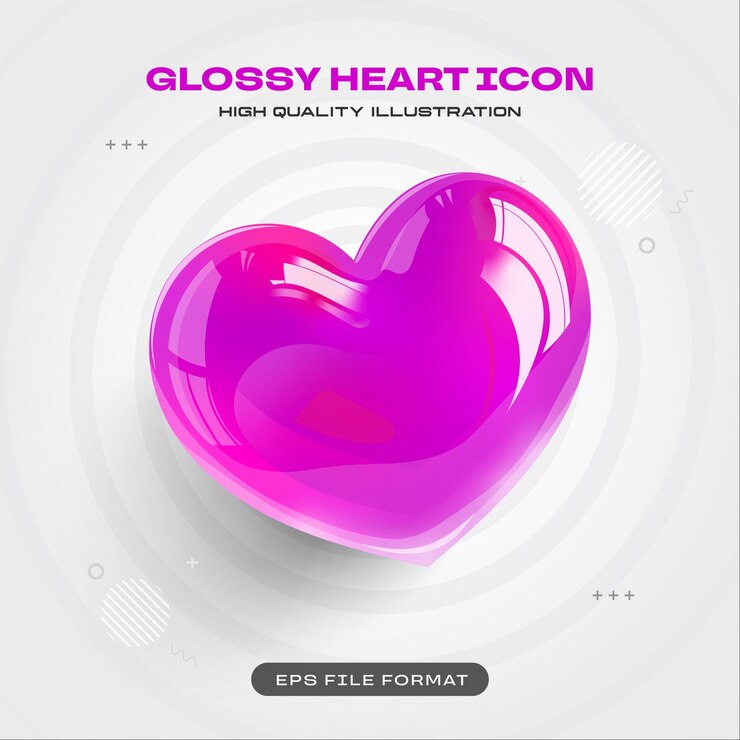 Ücretsiz Vektör pink glossy heart icon 3d render illustration