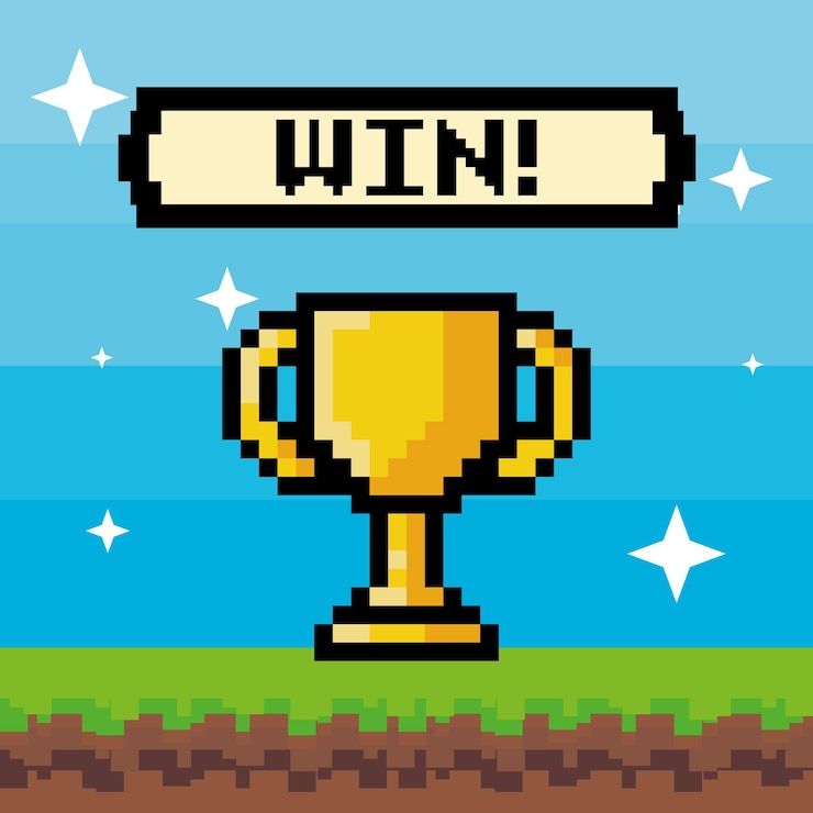 Ücretsiz Vektör pixelated trophy card with lettering