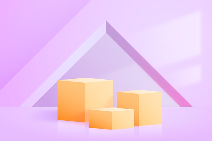 Ücretsiz Vektör podium wallpaper with geometrical 3d shapes