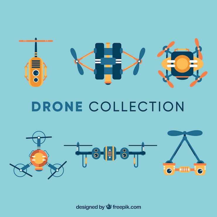 Ücretsiz Vektör professional variety of flat drones