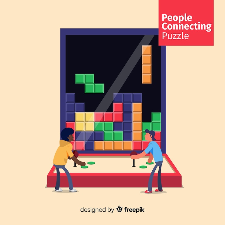 Ücretsiz Vektör puzzle parçalarını birleştiren insanlar