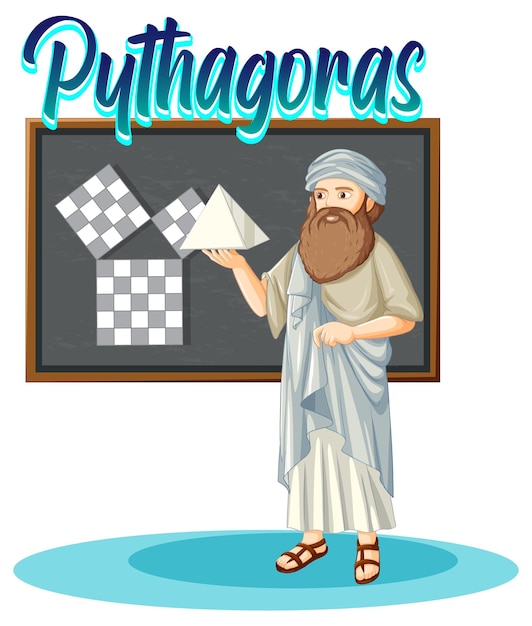 pythagoras philosopher in cartoon style