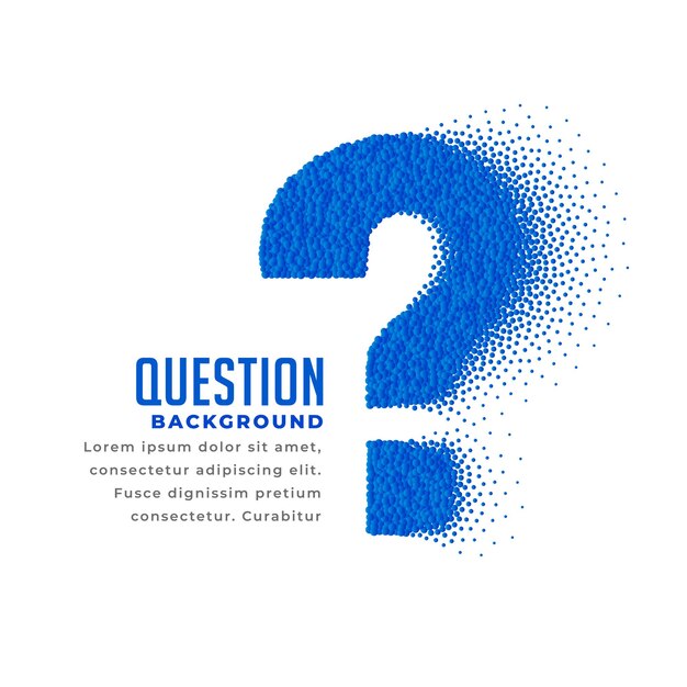 question mark made with particles  background