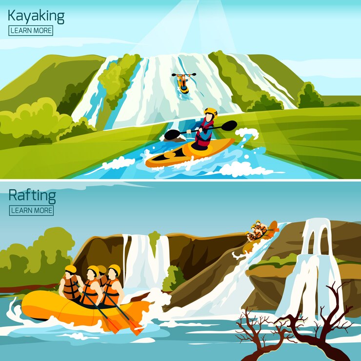 Ücretsiz Vektör rafting kano kayağı kompozisyonları