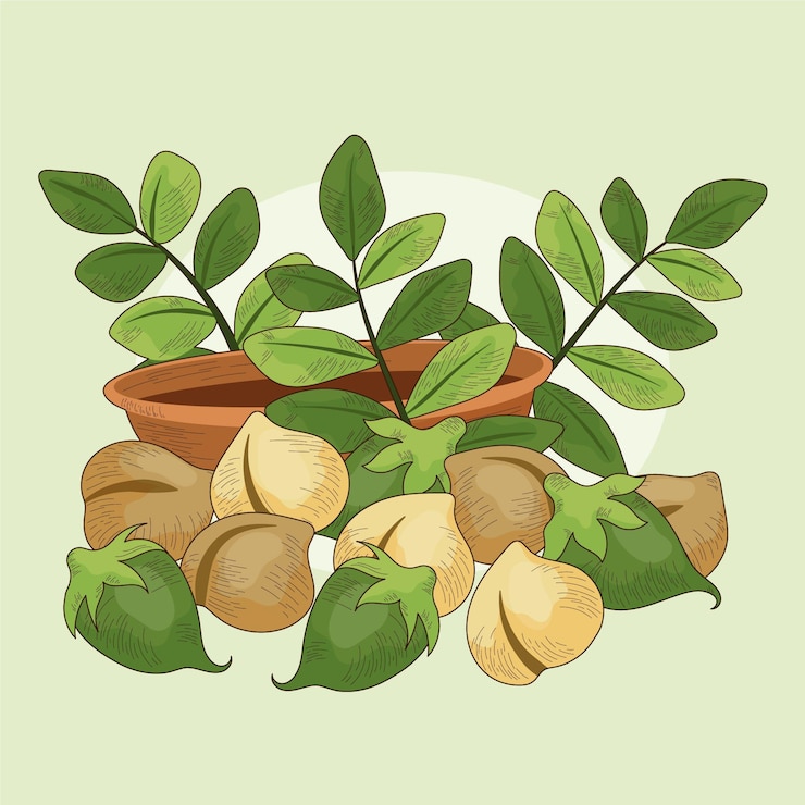 Ücretsiz Vektör realistic drawn chickpea beans and plant