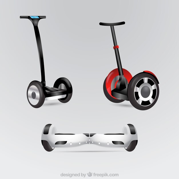 Realistic variety of urban scooters