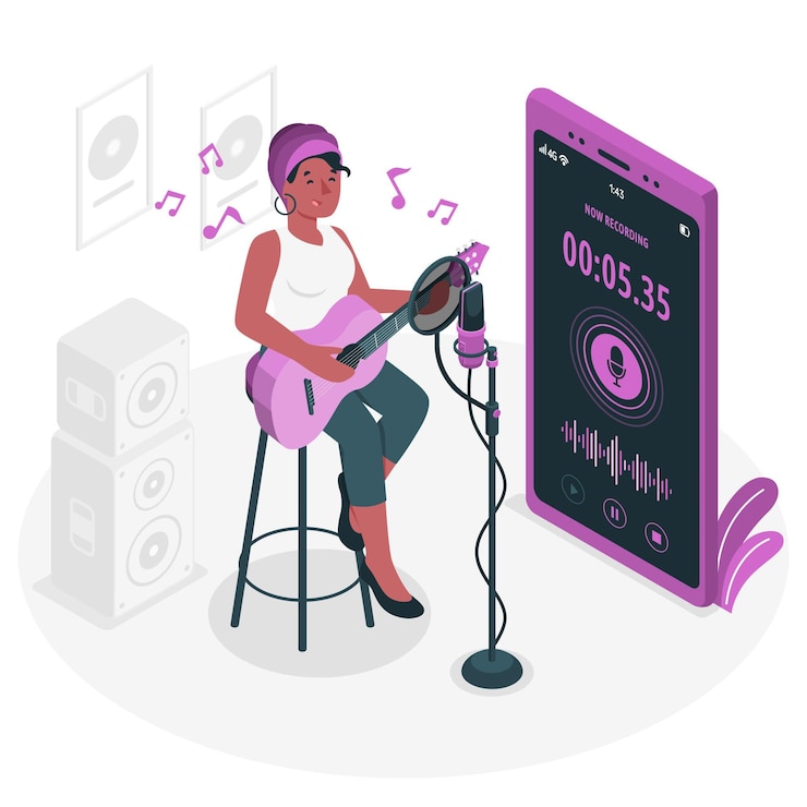 Ücretsiz Vektör recording concept illustration