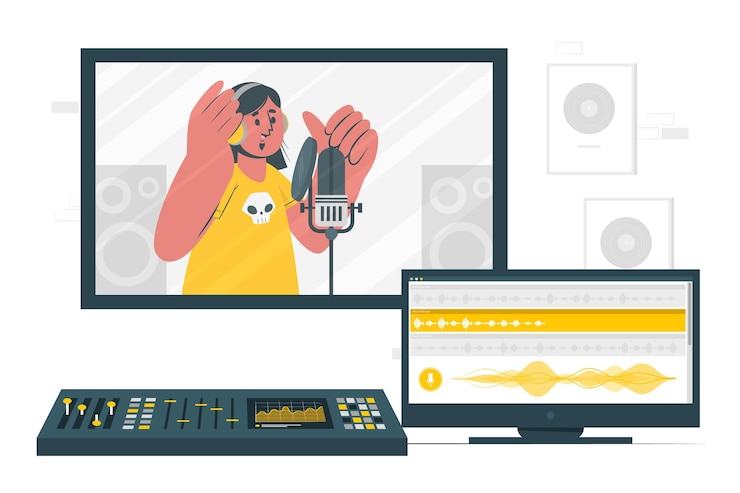 Ücretsiz Vektör recording concept illustration