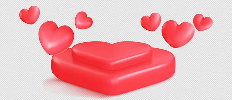 Ücretsiz Vektör red heart product podium with flying love symbols