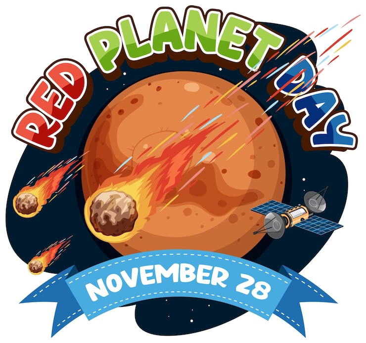 Ücretsiz Vektör red planet day banner design