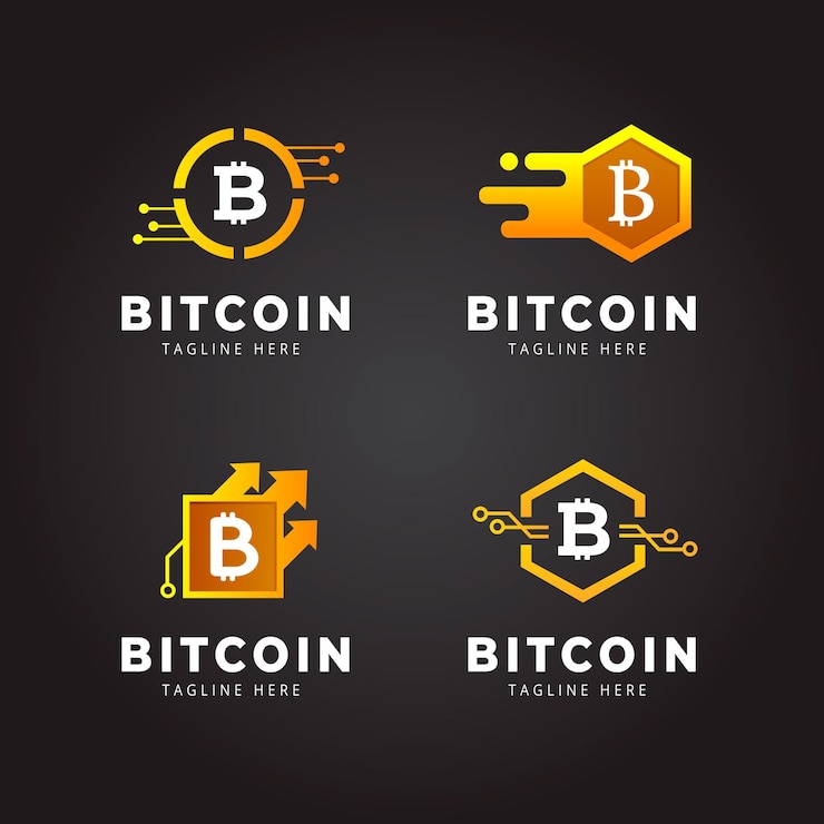 Ücretsiz Vektör renk geçişli bitcoin logoları paketi