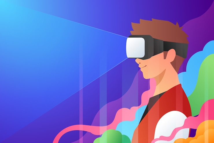 Ücretsiz Vektör renk geçişli metaverse illüstrasyonu