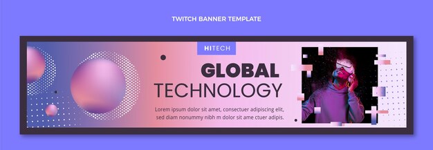 Renk geçişli yarım ton teknolojili Twitch banner'ı