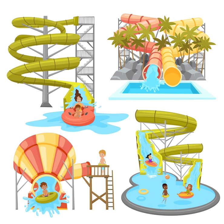 Ücretsiz Vektör renkli aquapark seti
