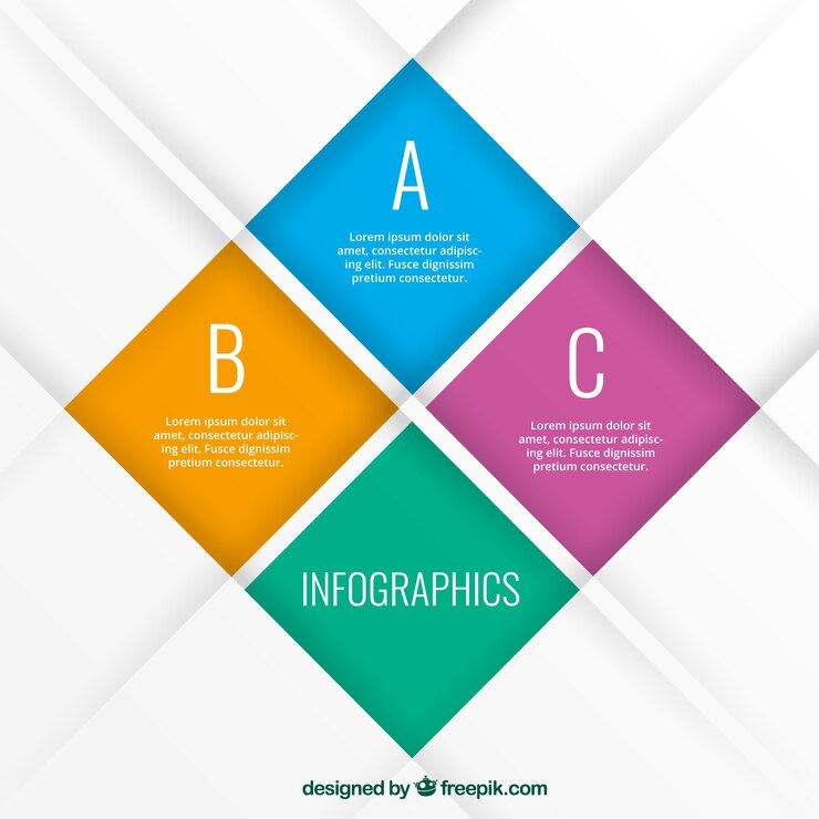 Ücretsiz Vektör renkli kareli infografik