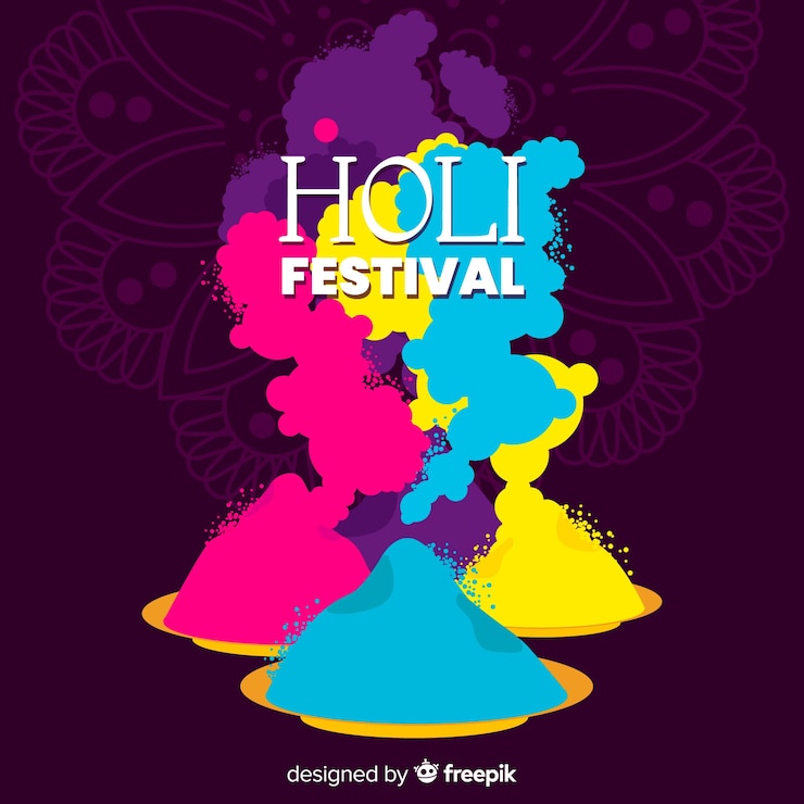 Ücretsiz Vektör renkli toz holi festivali arka planı
