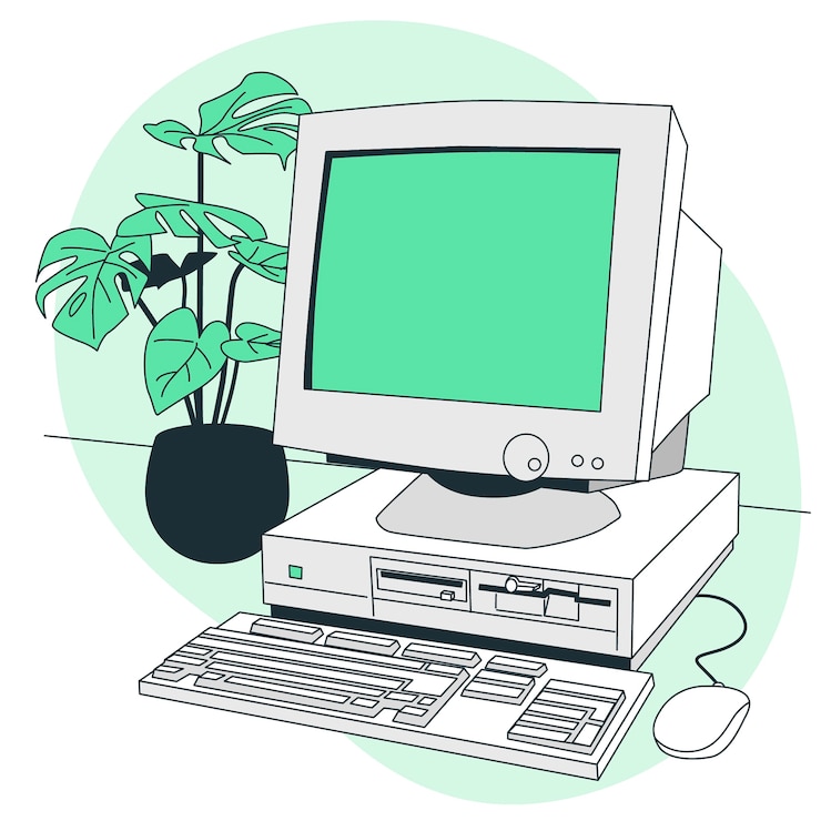 Ücretsiz Vektör retro computer concept illustration